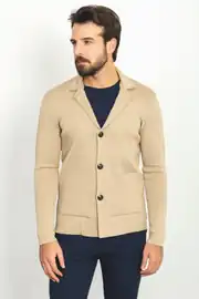 Slim Fit Erkek Çelik Örgü Düğmeli Cepli Çizgi Desen Hırka 1