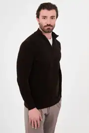 Slim Fit Erkek Fermuarlı  Boğazlı Model Pamuklu Yumuşak Sweat 2