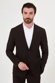 Slim Fit Erkek Geniş Mono Yaka Digital Baskı Rahat Kumaş Takım Elbise  1