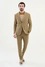 Slim Fit Erkek Mono Yaka Torba Cep Gofre Tek Blazer Ceket 3