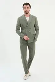 Slim Fit Erkek Kırlangıç Yaka Likralı Rahat Kruvaze Takım Elbise 3