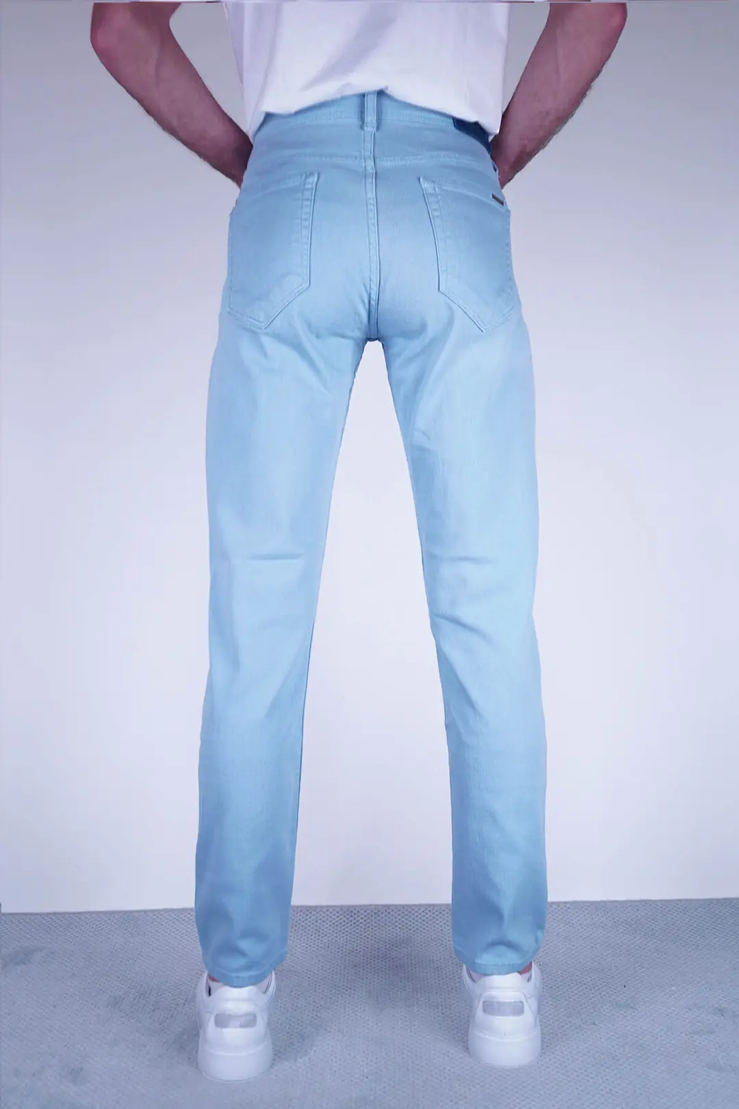 Slim Fit Erkek Düz Kumaş Pamuklu Beş Cep Kot Pantolon 4