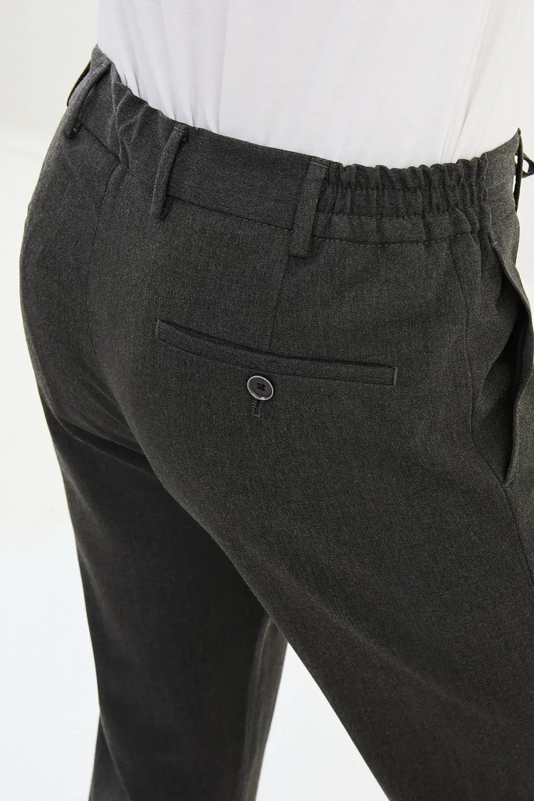 Slim Fit Erkek İpli Lastikli Düz Kumaş Jogger Pantolon 4