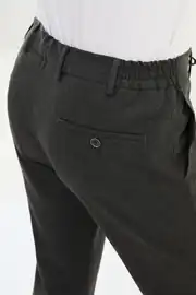 Slim Fit Erkek İpli Lastikli Düz Kumaş Jogger Pantolon 4