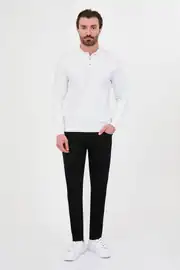 Slim Fit Erkek Polo Yaka Düğmeli Pamuklu Triko  2