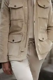 Kadife Kumaş Dik Yaka Erkek Fermuarlı Spor Mont  2