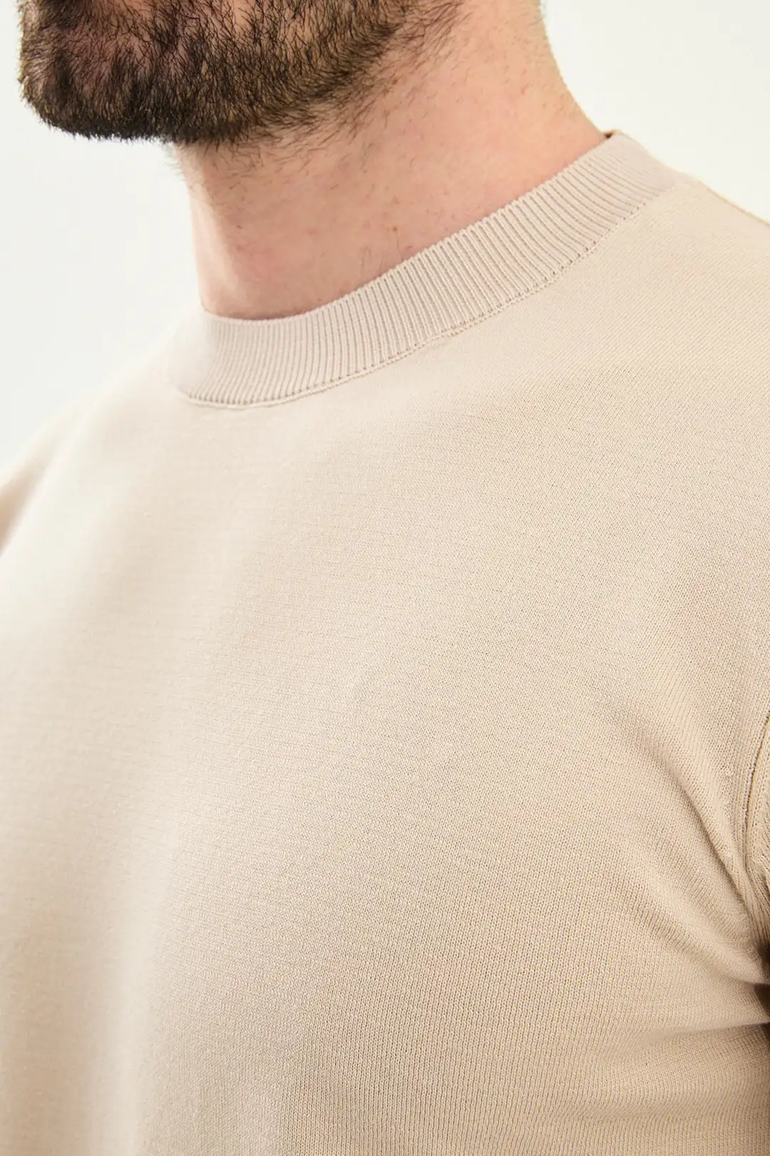 Slim Fit Erkek Bisiklet Yaka Düz Kısa Kollu Tshirt 4