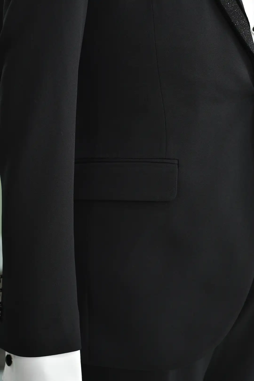 Slim Fit Erkek Likralı Rahat Simli Sivri Yaka Yelekli Smokin 6