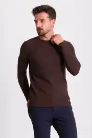 Slim Fit Erkek Dokulu Örme O Yaka Sweat 2
