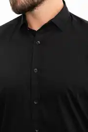 Slim Fit Erkek Dokulu Uzun Kol Klasik Gömlek 3