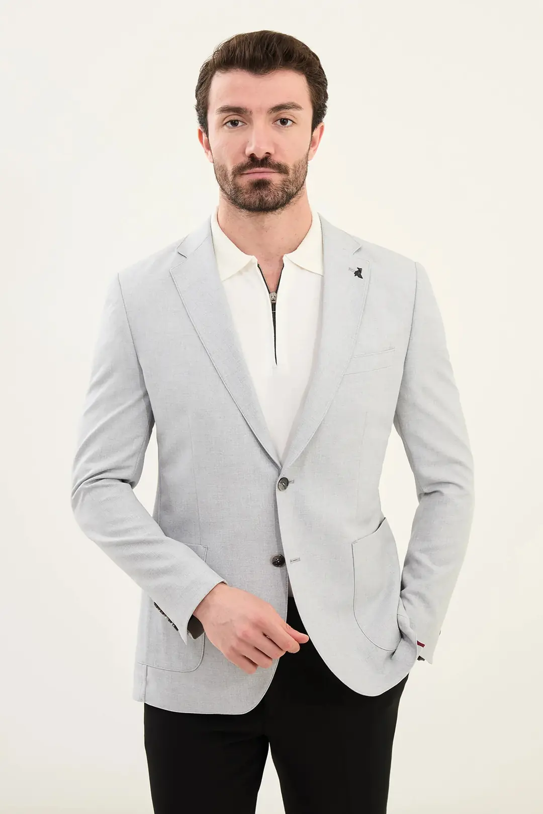 Slim Fit Erkek Mono Yaka Torba Cep Blazer Ceket 1
