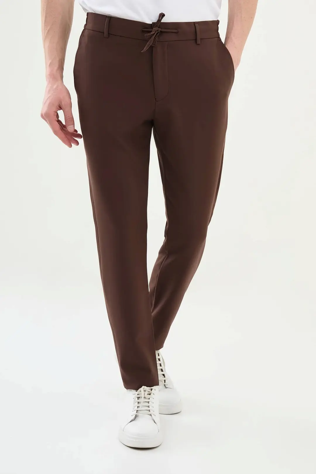 Slim Fit Erkek Penye Kumaş İpli Jogger Pantolon