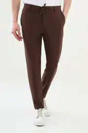 Slim Fit Erkek Penye Kumaş İpli Jogger Pantolon 1