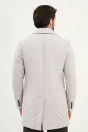 Slim Fit Erkek Gömlek Yaka Kapitone Uzun Kışlık Mont 3