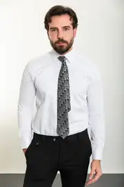 Slim Fit Erkek Likralı Uzun Kol Cvc Klasik Gömlek 1
