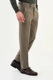 Slim Fit Erkek Yün Kumaş Kemerli Bel Pantolon 1