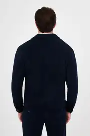 Erkek Kadife Fitilli Kumaş Fermuarlı Yandan Cepli Spor Ceket  4