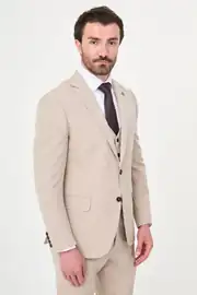 Büyük Beden Erkek Likralı Kumaş Rahat Yelekli Takım Elbise 3