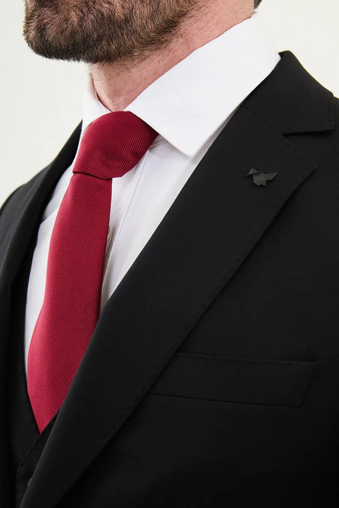 Slim Fit Erkek Mono Yaka Yelekli Likralı Çift Düğme 4  Drop Takım Elbise 4