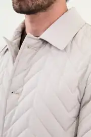 Slim Fit Erkek Gömlek Yaka Kapitone Uzun Kışlık Mont 5