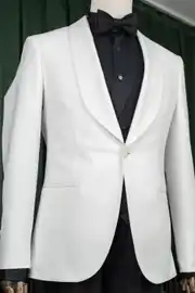 Slim Fit  Erkek Şal Yaka Yelekli Papyonlu Damatlık Smokin Takım Elbise 4