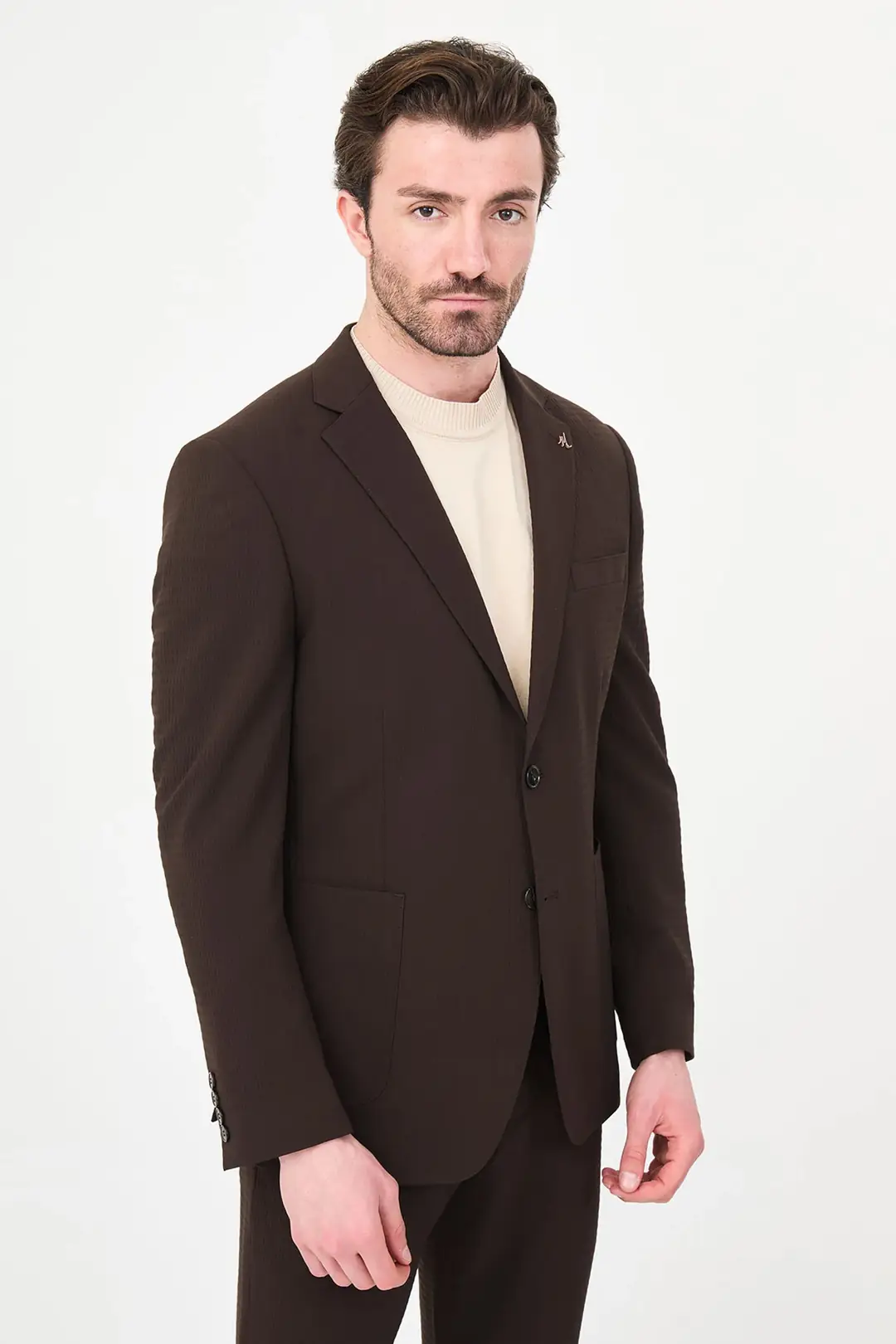 Slim Fit Erkek Mono Yaka Torba Cep Spor Gofre Kumaş Ceket 3