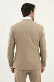 Slim Fit Erkek Mono Yaka Yelekli Takım Elbise 3