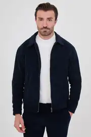 Erkek Kadife Fitilli Kumaş Fermuarlı Yandan Cepli Spor Ceket  2