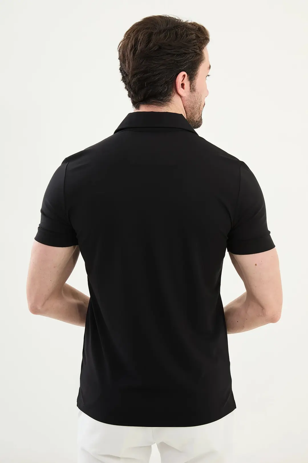 Extra Slim Fit Erkek Polo Yaka Kısa Kol Fermuarlı Tshırt 2