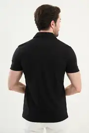 Extra Slim Fit Erkek Polo Yaka Kısa Kol Fermuarlı Tshırt 2