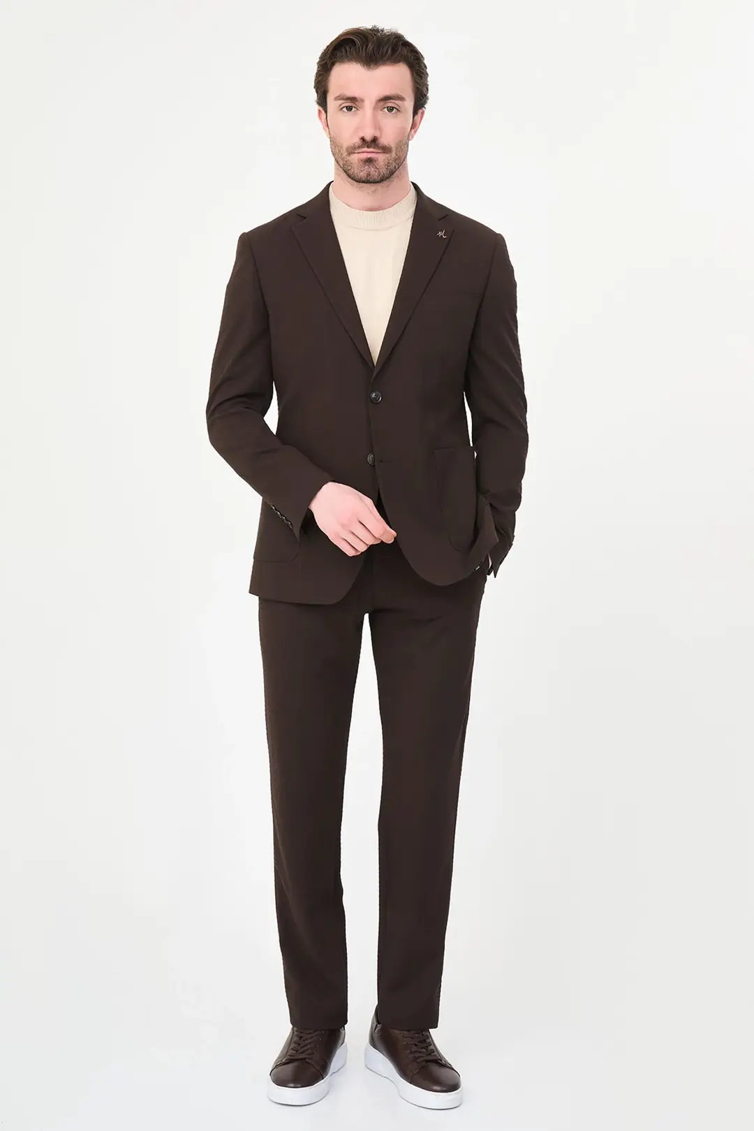 Slim Fit Erkek Mono Yaka Torba Cep Spor Gofre Kumaş Ceket 4