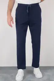 Slim Fit Erkek Çizgili İpli Lastikli Bel Jogger Pantolon 2