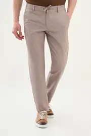 Slim Fit Erkek Çizgili Lastikli Bel  İpli Jogger Pantolon 1