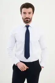 Slim Fit Erkek Düz Uzun Kol  Klasik Gömlek 1