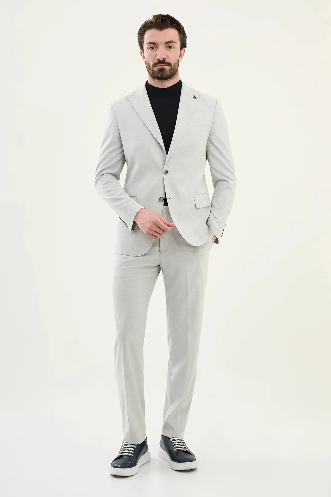 Slim Fit Erkek Dokulu Yeleksiz Jogger Takım Elbise 4