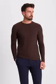 Slim Fit Erkek Dokulu Örme O Yaka Sweat 1