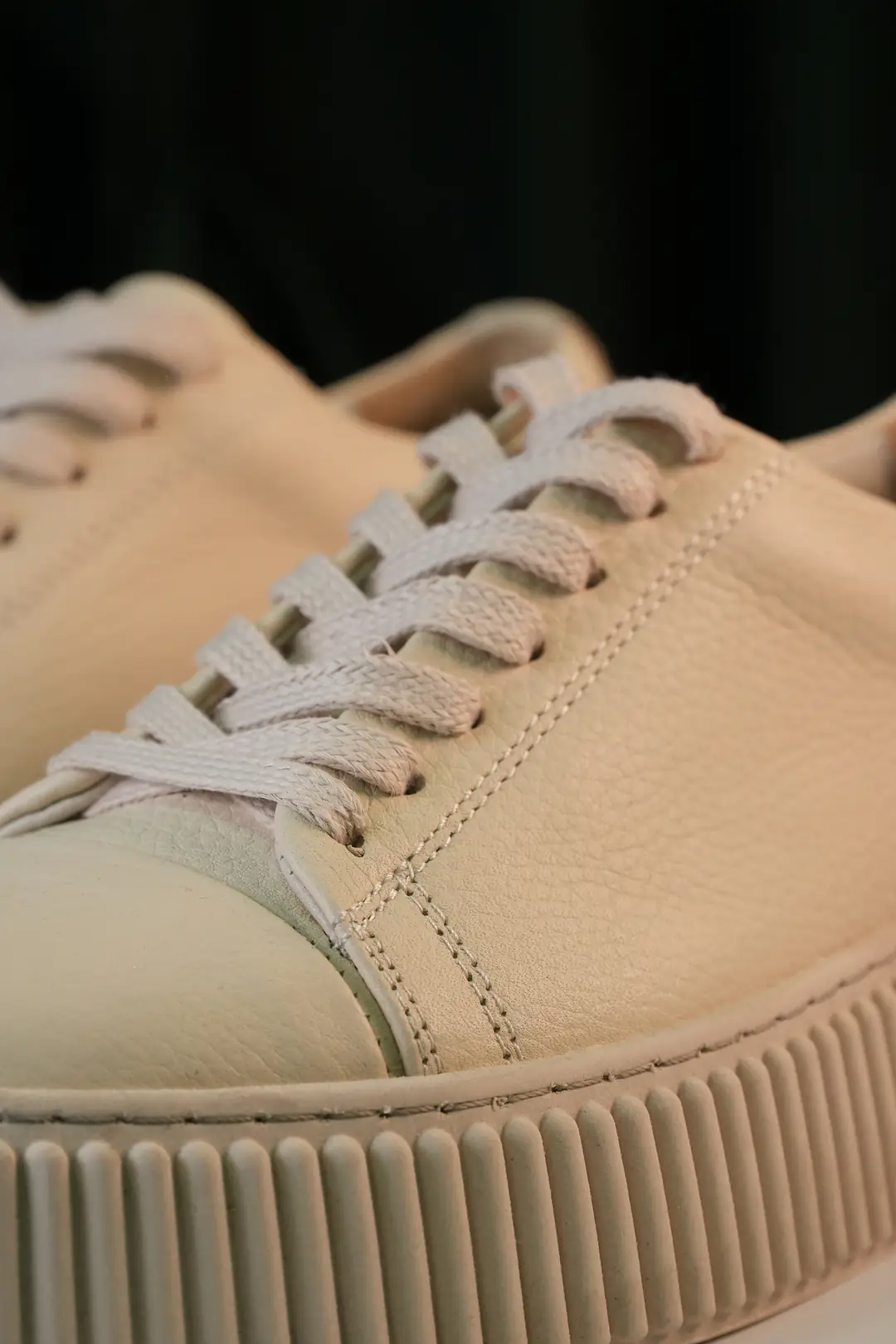 Erkek Hakiki Deri Flouter Deri Kalın Taban Bağcıklı Sneakers Ayakkabı 5