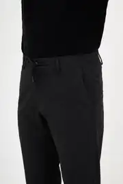 Erkek Lastikli Bel İpli Kadife Kumaş Spor Pantolon  6