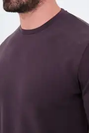 Slim Fit Erkek Penye Kumaş O Yaka Bambu İnce Sweat  4