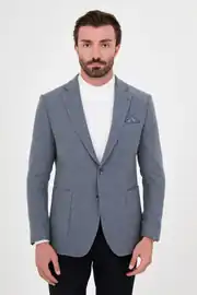 Erkek Dokulu Torba Cep Mono Yaka Yün Kumaş Ceket  1
