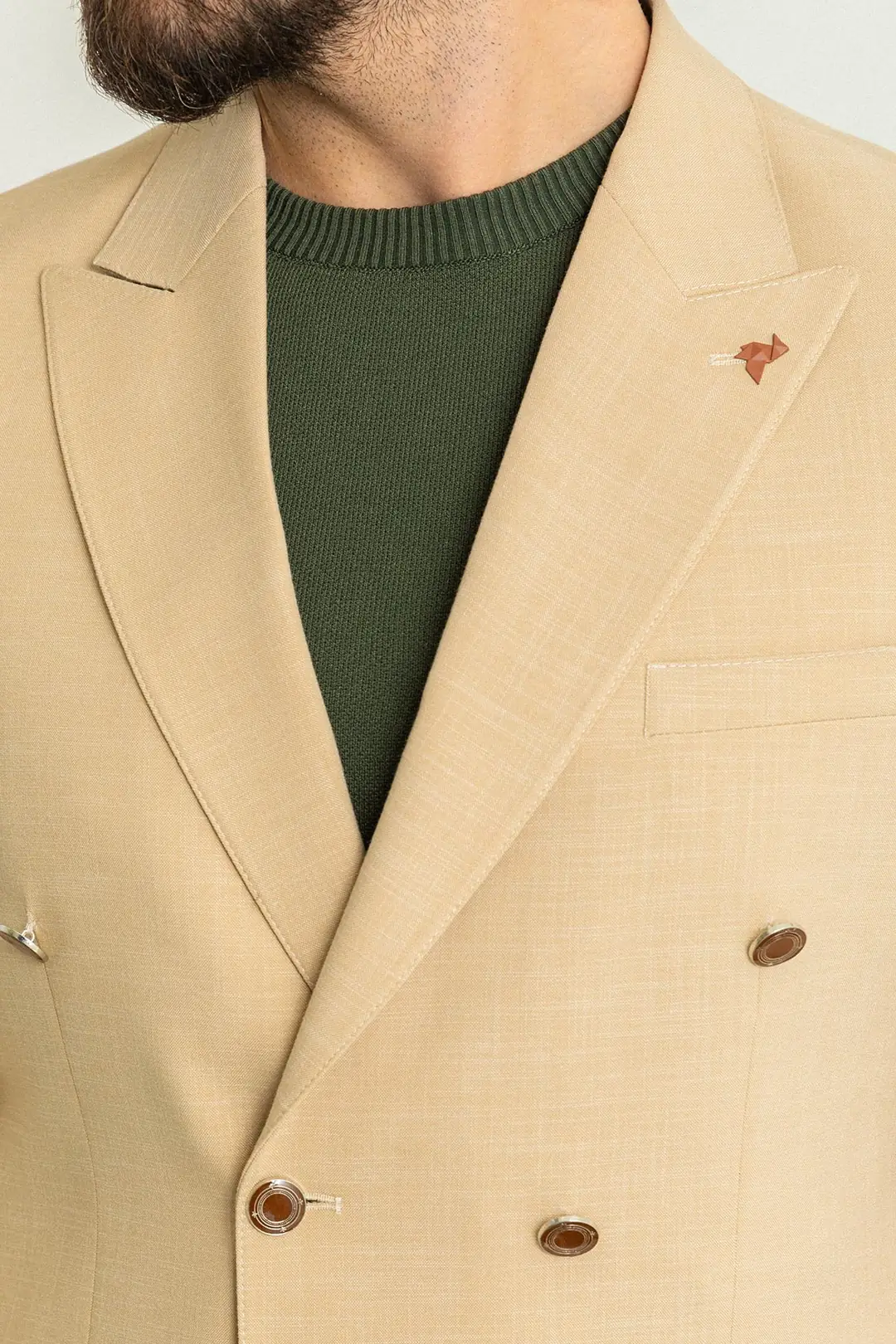 Slim Fit Erkek Sivri Yaka Kruvaze Ceket 3