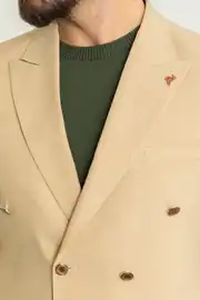 Slim Fit Erkek Sivri Yaka Kruvaze Ceket 3