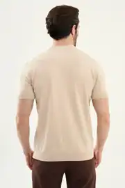 Slim Fit Erkek Bisiklet Yaka Düz Kısa Kollu Tshirt 3