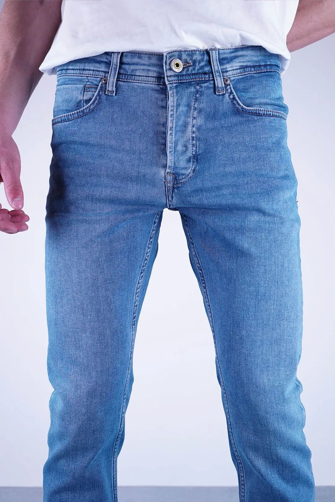 Slim Fit Erkek Taşlamalı Beş Cep Kot Pantolon 4