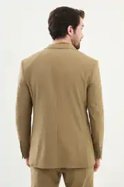 Slim Fit Erkek Mono Yaka Torba Cep Gofre Tek Blazer Ceket 4