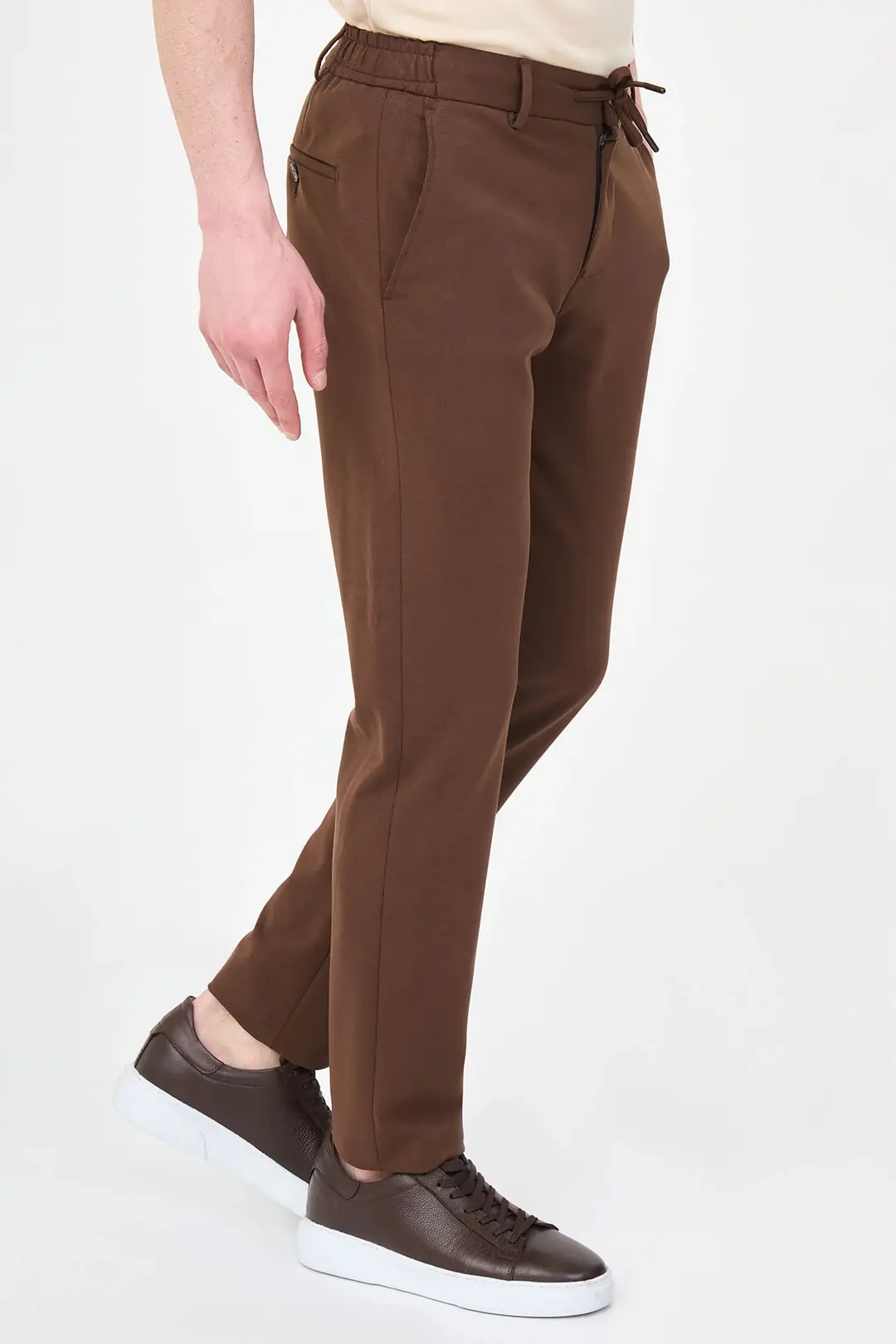 Slim Fit Erkek İpli Lastikli Likralı Penye Kumaş Jogger Pantolon 5