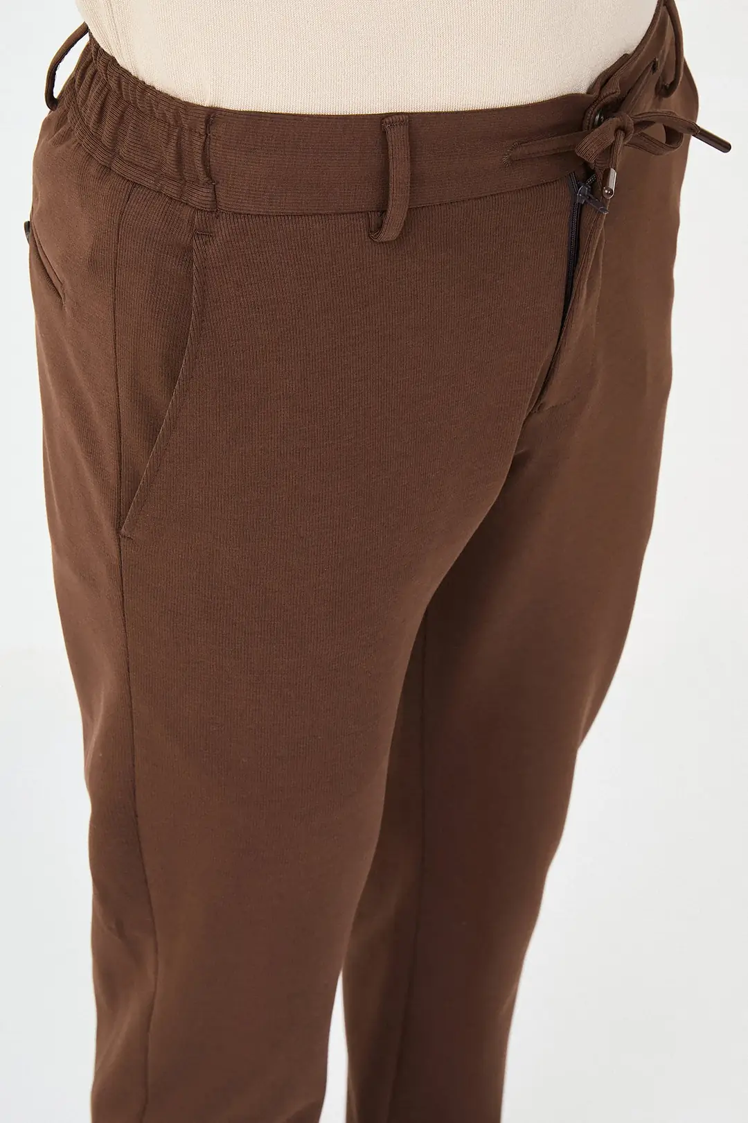 Slim Fit Erkek İpli Lastikli Likralı Penye Kumaş Jogger Pantolon 2