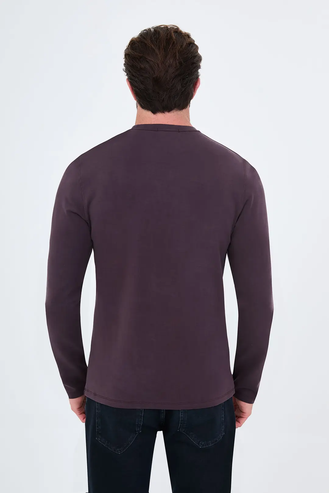 Slim Fit Erkek Penye Kumaş O Yaka Bambu İnce Sweat  3