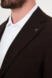 Slim Fit Erkek Geniş Mono Yaka Digital Baskı Rahat Kumaş Takım Elbise  6