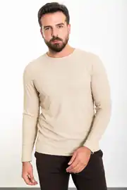 Slim Fit Erkek File Kumaş İnce Dokulu O Yaka Sweat 1